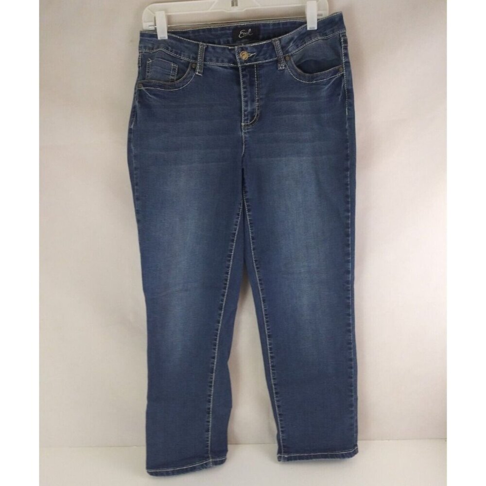 Earl Women's Distressed Embroidered Whiskered Bootcut Jeans Size 12 Inseam 26"